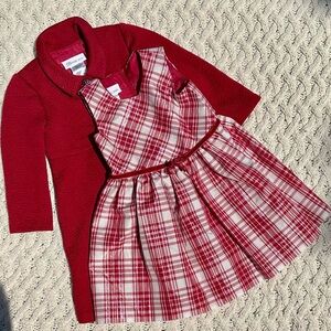 Girls 3T Bonnie Jean Coat and Dress Outfit Red